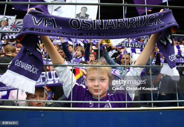 Fan of Osnabrueck is seen during the 2nd Bundesliga match between VfL Osnabrueck and FSV Frankfurt at the osnatel Arena on September 14, 2008 in...