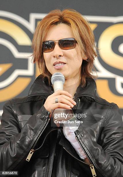 Musician/ producer Yoshiki of X JAPAN attends a press conference at the National Yoyogi Gymnasium Olympic Plaza on September 15, 2008 in Tokyo, Japan.