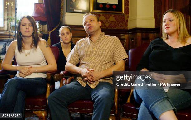 Paul Bowman, farther of murdered teenager Sally-Anne Bowman accompanied by her sisters Nicole Chiddy, Michelle Chiddy and Danielle Chiddy during at a...
