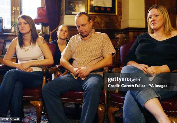 Paul Bowman, father of murdered teenager Sally-Anne Bowman accompanied by her sisters Nicole Chiddy, Michelle Chiddy and Danielle Chiddy during at a...