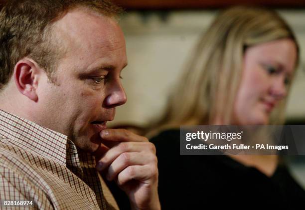 Paul Bowman, father of murdered teenager Sally-Anne Bowman accompanied by her sister Danielle Chiddy during at a press conference at Croydon Town...