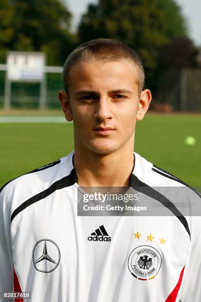 Nils Zander of the U16 German National soccer team, poses during a photo call at the Wartberg Stadium on September 15, 2008 in Alzey, Germany