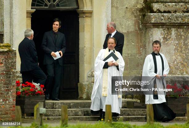 The 12th Earl of Shaftesbury Nicholas Ashley-Cooper leaves the funeral of his father Anthony, the 10th Earl of Shaftesbury in Wimborne St Giles,...