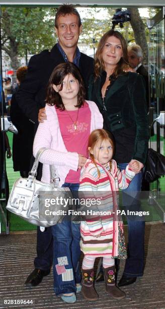 Stephen Tompkinson and partner Nicky arrive with their daughter Daisy and niece Poppy for the UK premiere of 'Wallace & Gromit: The Curse of the...