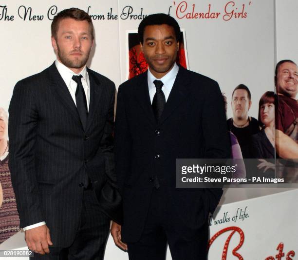 Joel Edgerton and Chiwetel Ejiofor arrive for the world gala film premiere of director Julian Jarrold's 'Kinky Boots' at the Vue West End, London,...