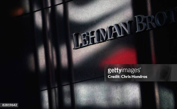 Lettering is seen on the outside the headquarters of the financial firm Lehman Brothers Holdings Inc. September 15, 2008 in New York City. Lehman...