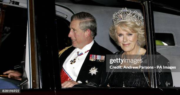 The Prince of Wales and The Duchess of Cornwall arrive at Buckingham Palace to attend a State Banquet, Tuesday October 25, 2005. PRESS ASSOCIATION...