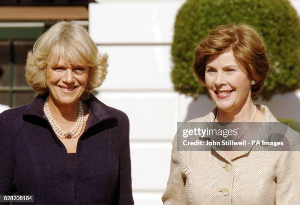 The Duchess of Cornwall and Laura Bush on the South lawn of the White House in Washington DC, Wednesday November 2, 2005. The Prince of Wales and the...