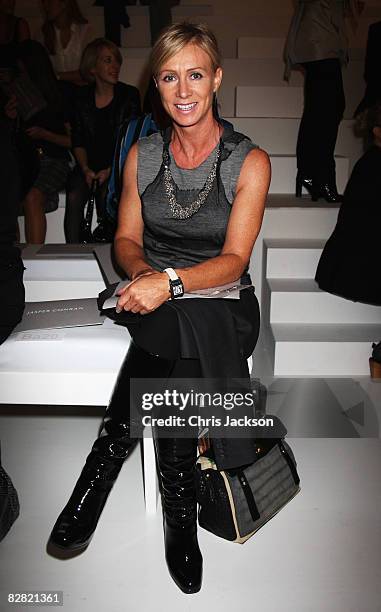 Designer Karen Millen poses for a photograph before the Jasper Conran Spring/Summer 2009 collection at the Royal Academy during London Fashion week...