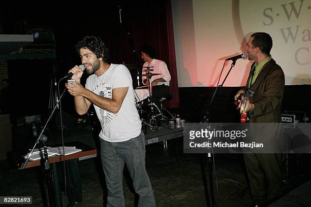 Actor Adrian Grenier sings karaoke at The Media Mayhem Client Appreciation Party With The Cast of HBO's "Entourage" at The Stork on September 14,...