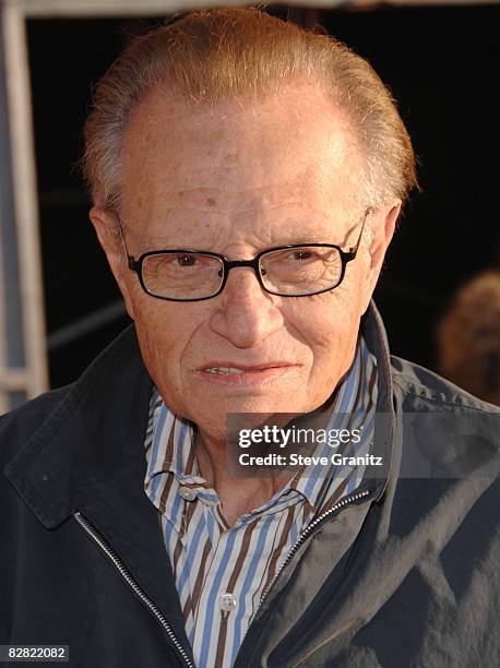 Larry King arrives at theWorld Premiere of "Swing Vote" at the El Capitan Theatre on July 24, 2008 in Hollywood, California.