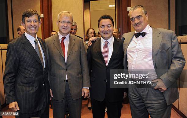 French State Secretary of European Union Jean Pierre Jouyet, Turkish foreign minister Ali Babacan, European Enlargement commissioner Olli Rhen and...