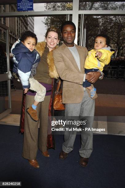 Jessica and David Oyelowo arrive with children Asher and Caleb for the UK premiere of 'It's A Boy', from the Odeon West End, central London, Sunday...