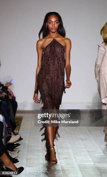 Model walks the catwalk in the Julien MacDonald fashion show at Lancaster House during London Fashion Week Spring/Summer 2009 on September 15, 2008...