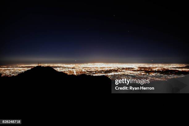 los angeles from above - hollywood at night stock pictures, royalty-free photos & images