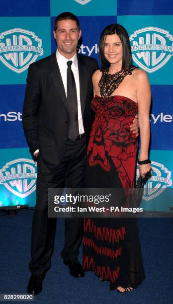 Matthew Fox, nominated for best actor in a drama television series for his work on "Lost," arrives with his wife Margherita Ronchi arrives at the In...