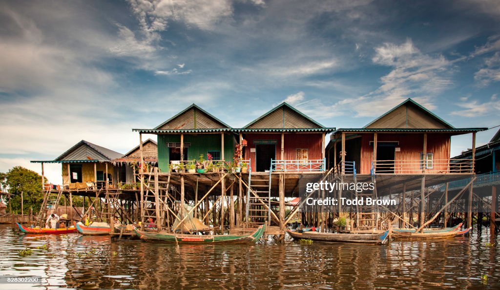 Stilt homes at floating village