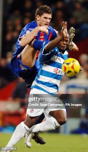 Crystal Palace's Jon Macken challenges Reading's Leroy Lita during the Coca-Cola Championship match at Selhurst Park, London, Friday January 20,...