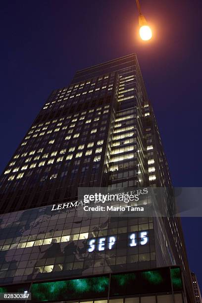 Street light shines near the headquarters of Lehman Brothers Holdings Inc. September 15, 2008 in New York City. Lehman Brothers filed a Chapter 11...