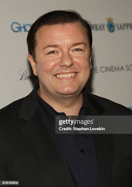 Actor Ricky Gervais attends a special screening hosted by The Cinema Society and Brooks Brothers with Bombay Sapphire at The IFC Center on September...