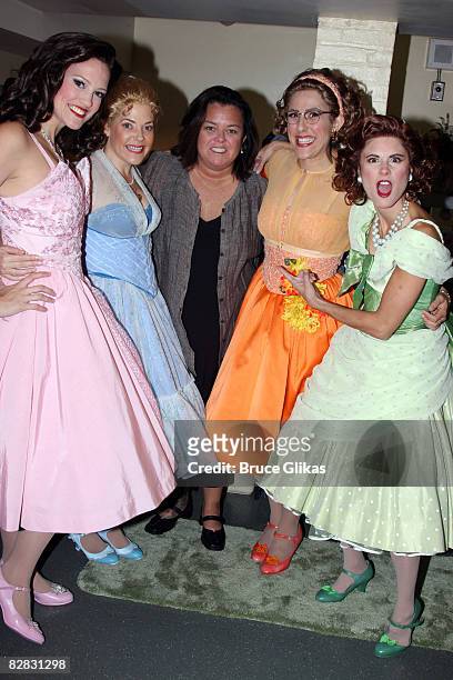 Victoria Matlock, Bets Malone, Rosie O'Donnell, Farah Alvin and Beth Malone pose at The Opening Night of "The Marvelous Wonderettes" Off- Broadway at...