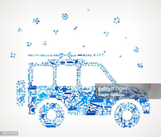 car and snow winter sports fun - snowman car stock illustrations