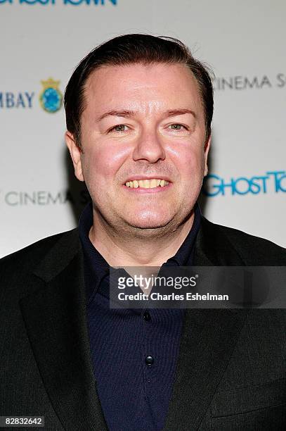 Actor Ricky Gervais arrives at the screening of "Ghost Town" hosted by The Cinema Society, with Brooks Brothers and Bombay Sapphire, at the IFC...