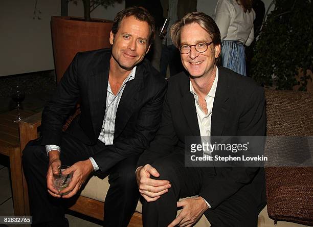 Actior Greg Kinnear and director David Koepp attend the after party for "Ghost Town" hosted by The Cinema Society at The Soho Grand Hotel on...