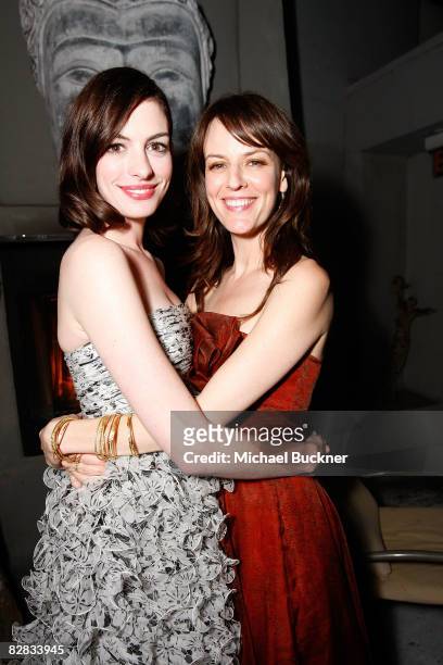 Actress Anne Hathaway and actress Rosemarie DeWitt attend the after party hosted by Parmigiani for the Los Angeles premiere of Sony Pictures...