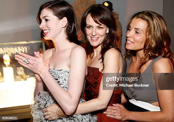 Actress Anne Hathaway, actress Rosemarie DeWitt and writer Jenny Lumet attend the after party hosted by Parmigiani for the Los Angeles premiere of...