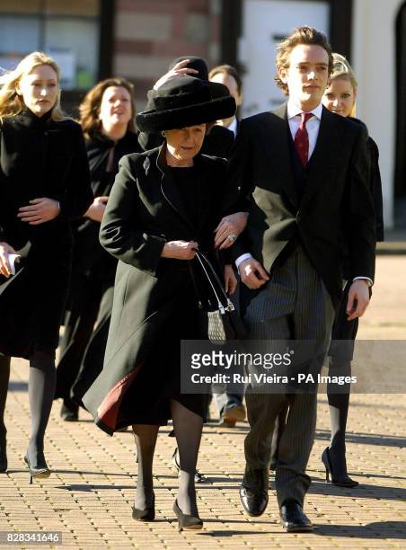 The sixth Earl of Lichfield and the late Lord Lichfield's sister Lady Elizabeth Shakerley arrive for his Service of Thanksgiving at Lichfield...