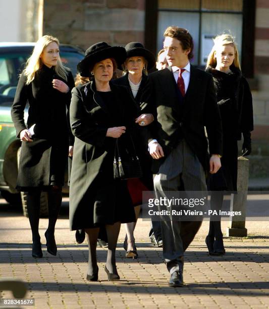 The late Lord Lichfield's son, the sixth Earl of Lichfield with Lord Lichfield's sister Lady Elizabeth Shakerley and daughters Lady Rose Anson , Lady...
