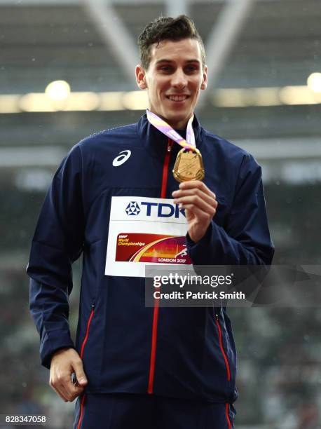 Pierre-Ambroise Bosse of France poses with his gold medal for the Men's 800 metres during day six of the 16th IAAF World Athletics Championships...