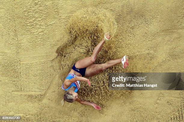 Darya Klishina of the Authorised Neutral Athletes competes in the Women's Long Jump qualification during day six of the 16th IAAF World Athletics...