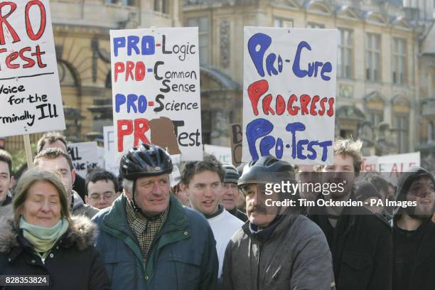 Hundreds of people took to the streets of Oxford Saturday February 25 2006, in the first demonstration in support of a controversial animal research...