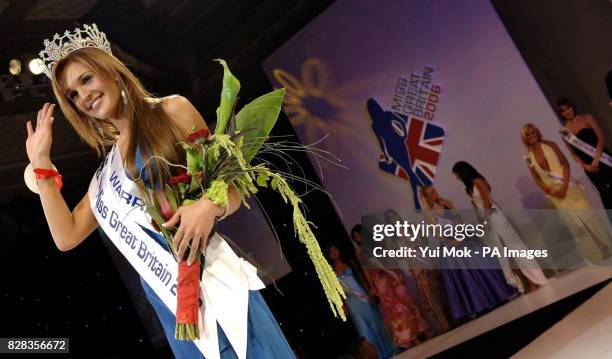 Miss Warrington Danielle Lloyd after being crowned the winner at the finals of Miss Great Britain, at the Grosvenor House Hotel in central London,...