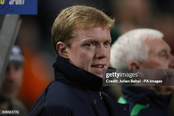 Republic of Ireland manager Steve Staunton watches from the dug-out during the friendly International match against Uruguay at Lansdowne Road,...