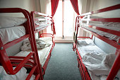 Beds in hostel room