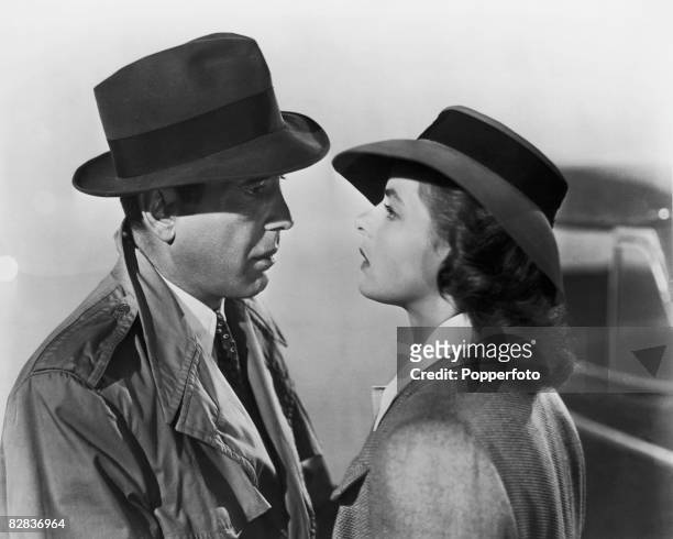Humphrey Bogart and Ingrid Bergman star in the Warner Brothers film 'Casablanca', 1942.