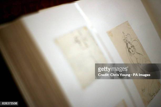 Drawing of Empress Amelia of Brazil by the then Princess Victoria in 1833, lies in a book which forms part of an exhibition of Brazilian memorabilia,...