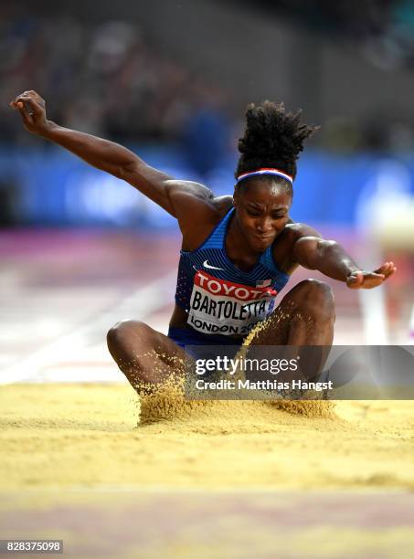 Tianna Bartoletta of United States competes in the Women's Long Jump qualification during day six of the 16th IAAF World Athletics Championships...