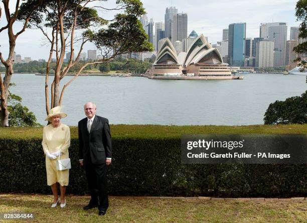 Queen Elizabeth II talks with Australian Prime Minister John Howard Monday March 13 during a Commonwealth Day reception at Admiralty House in Sydney....