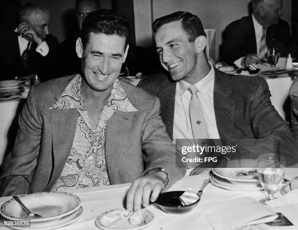 American baseball players Ted Williams and Harry Agganis of the Boston Red Sox, circa 1954.