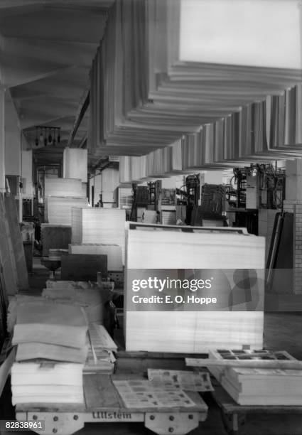 Stacks of paper at the Ullstein-Verlag printing works, Berlin, 1928. Ullstein-Verlag published women's magazines, as well as the Berliner...