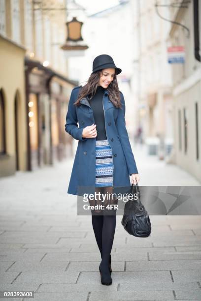 downtown fashion, streets of salzburg - blue purse stock pictures, royalty-free photos & images