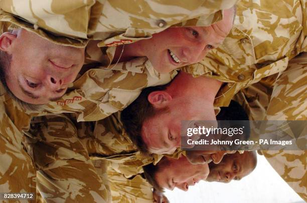 Members of the 1st Battalion Royal Scots triumphant rugby union team including team-captain, Captain Rob Muir , from Edinburgh, Captain Kevin...