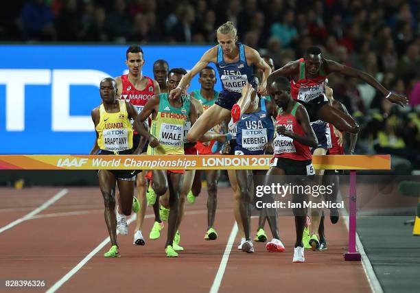 Evan Jager of United States competes in the Men's 3000m Steeplechase during day five of the 16th IAAF World Athletics Championships London 2017 at...