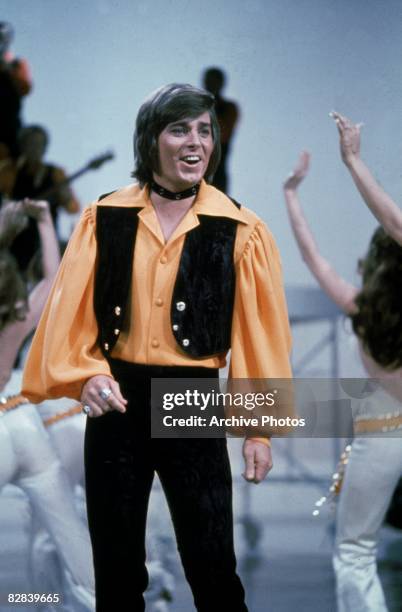 American pop star and teen idol Bobby Sherman performing, 1970s.