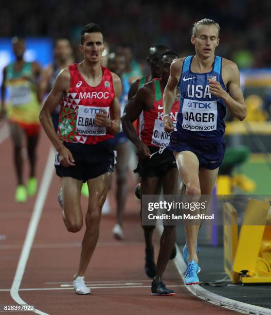 Evan Jager of United States competes in the Men's 3000m Steeplechase during day five of the 16th IAAF World Athletics Championships London 2017 at...