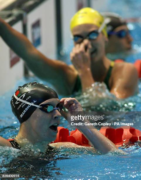 England's Melanie Marshall reacts after the Women's 200 metres Backstroke Final at the Melbourne Sports and Aquatic Centre , during the 18th...